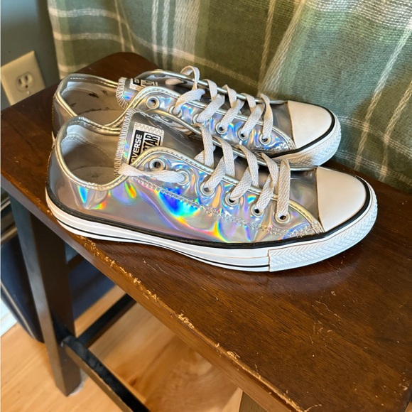 Converse holographic all star lows Silver Sneakers size 8 - Picture 3 of 9